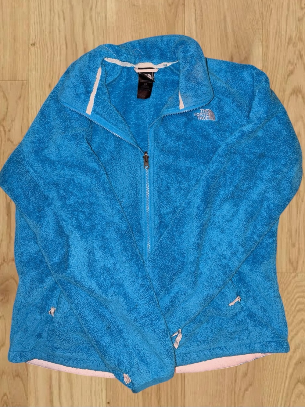 The North Face Womens Large Blue Fleece Full Zip Jacket Polartec Outdoor
